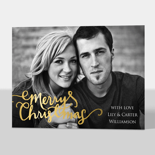 Christmas Spirit Gold Foil Flat Holiday Photo Cards